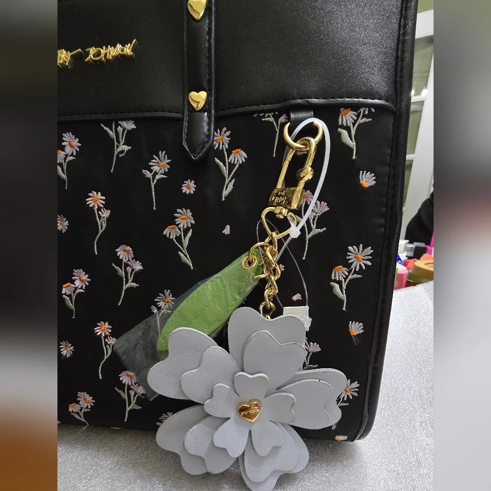 Betsey Johnson Xobeca-Y Tote Crossbody with Flower Charm - Picture 6 of 10